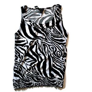 Black and White Zebra Print Tank Top Size M